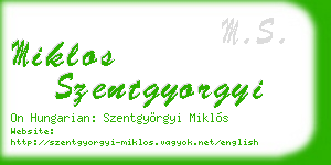 miklos szentgyorgyi business card